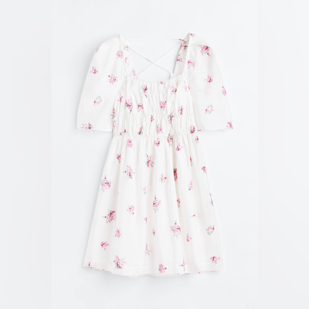 Tie-detail dress - White/Floral -
Ladies | H&M MY-Like New
